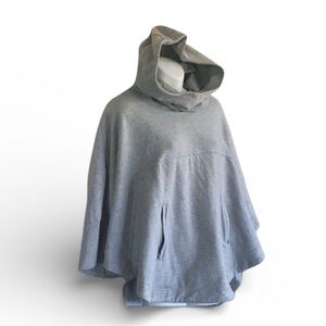 PURE Hoodie Poncho, Grey fleece, big kangaroo pocket with zippers. 2X